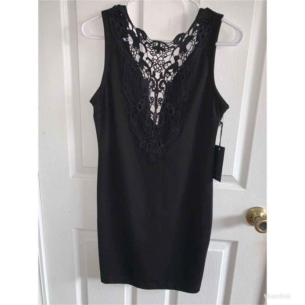 Black sleeveless mini dress